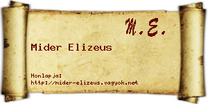 Mider Elizeus névjegykártya